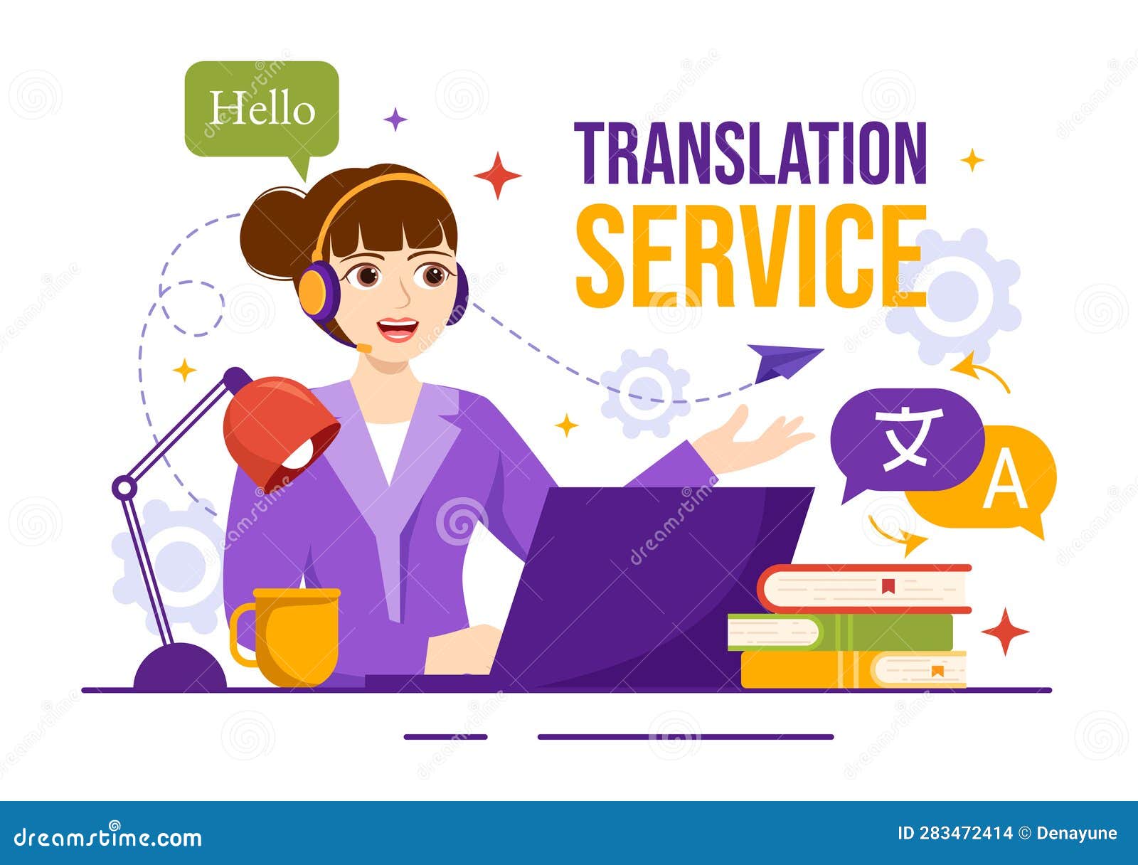 Translator Service Vector Illustration with Language Translation