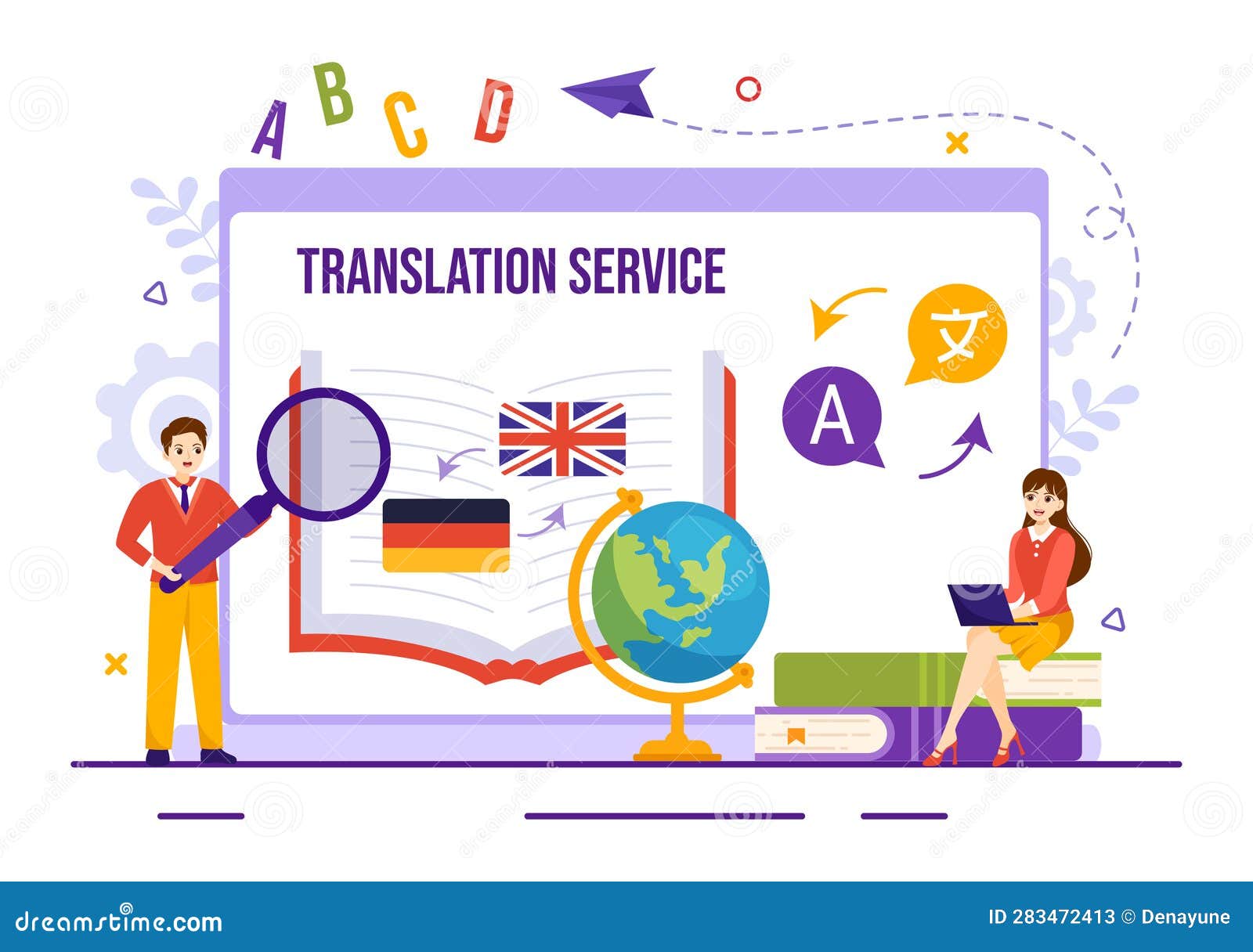 Translator Service Vector Illustration with Language Translation
