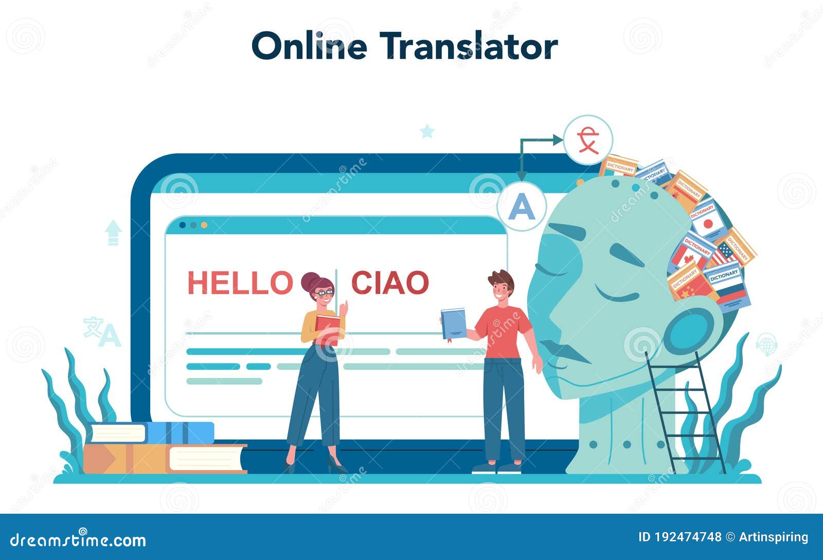 Translator and Translation Service Online Service or Platform Stock