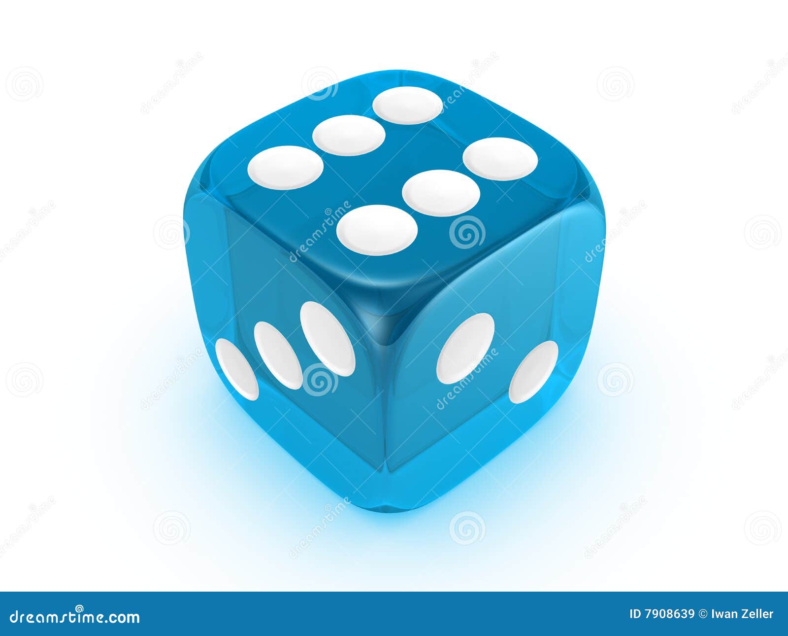 Translucent Blue Dice on White Background Stock Illustration