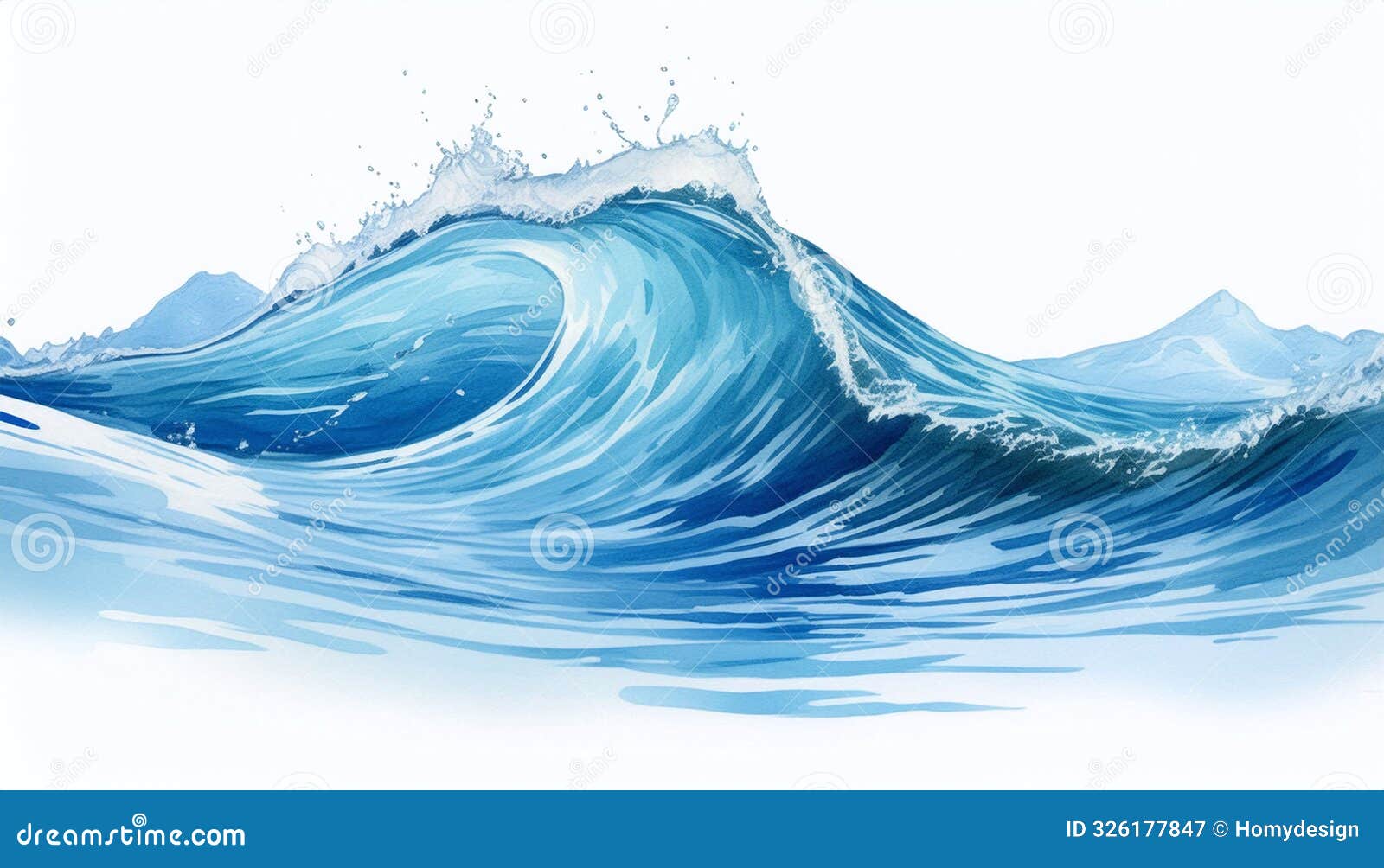 translucent blue wave cresting on a white background