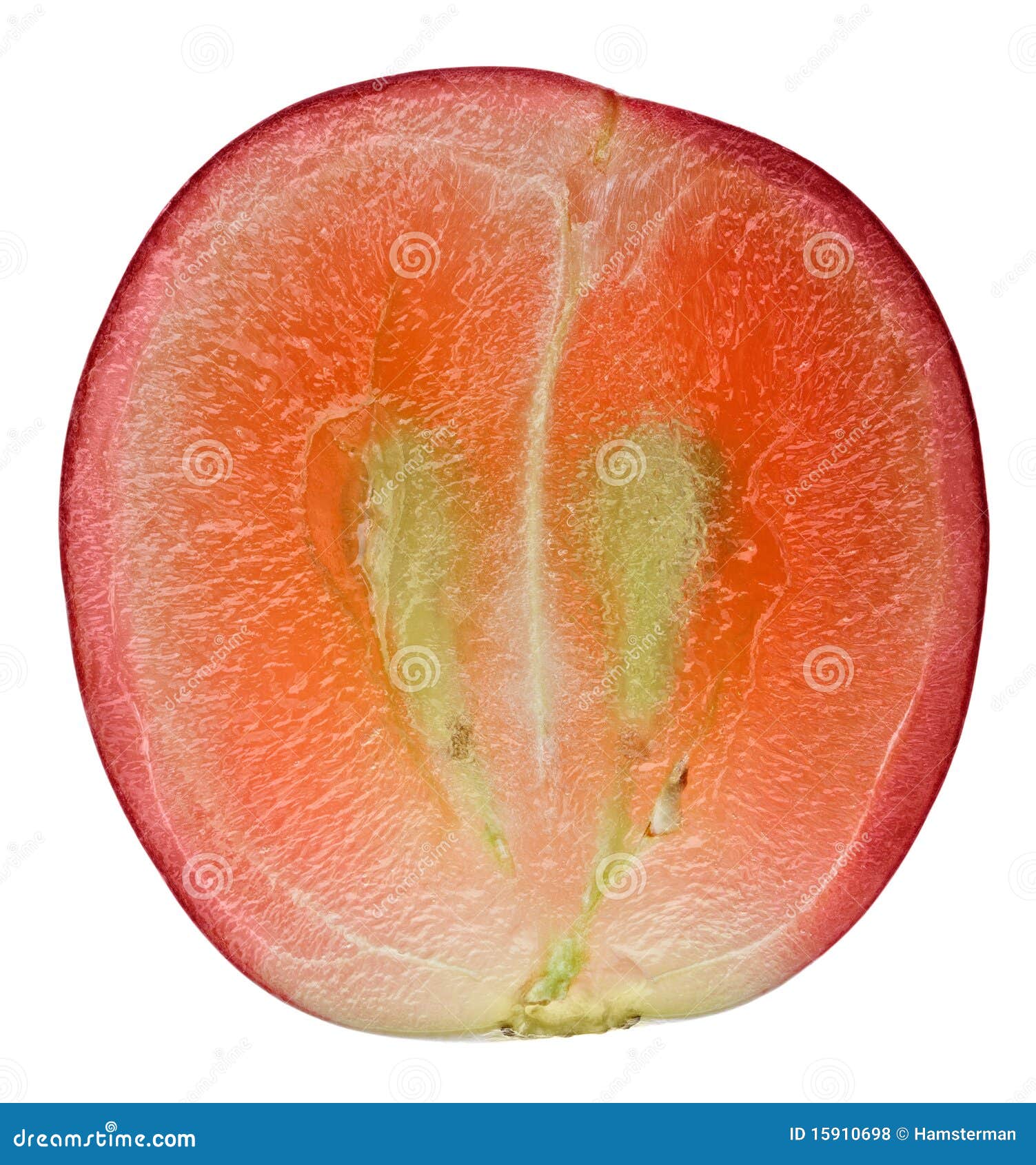 translucent slice of red grape fruit