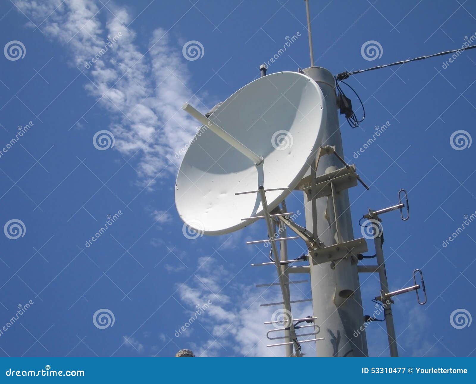 Transmission Satellite Dish on a Pole Stock Image Image of dish