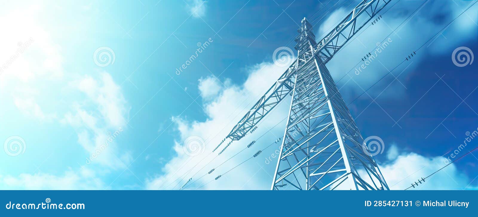 Transmission Tower Supporting Overhead Highvoltage Power Lines Up