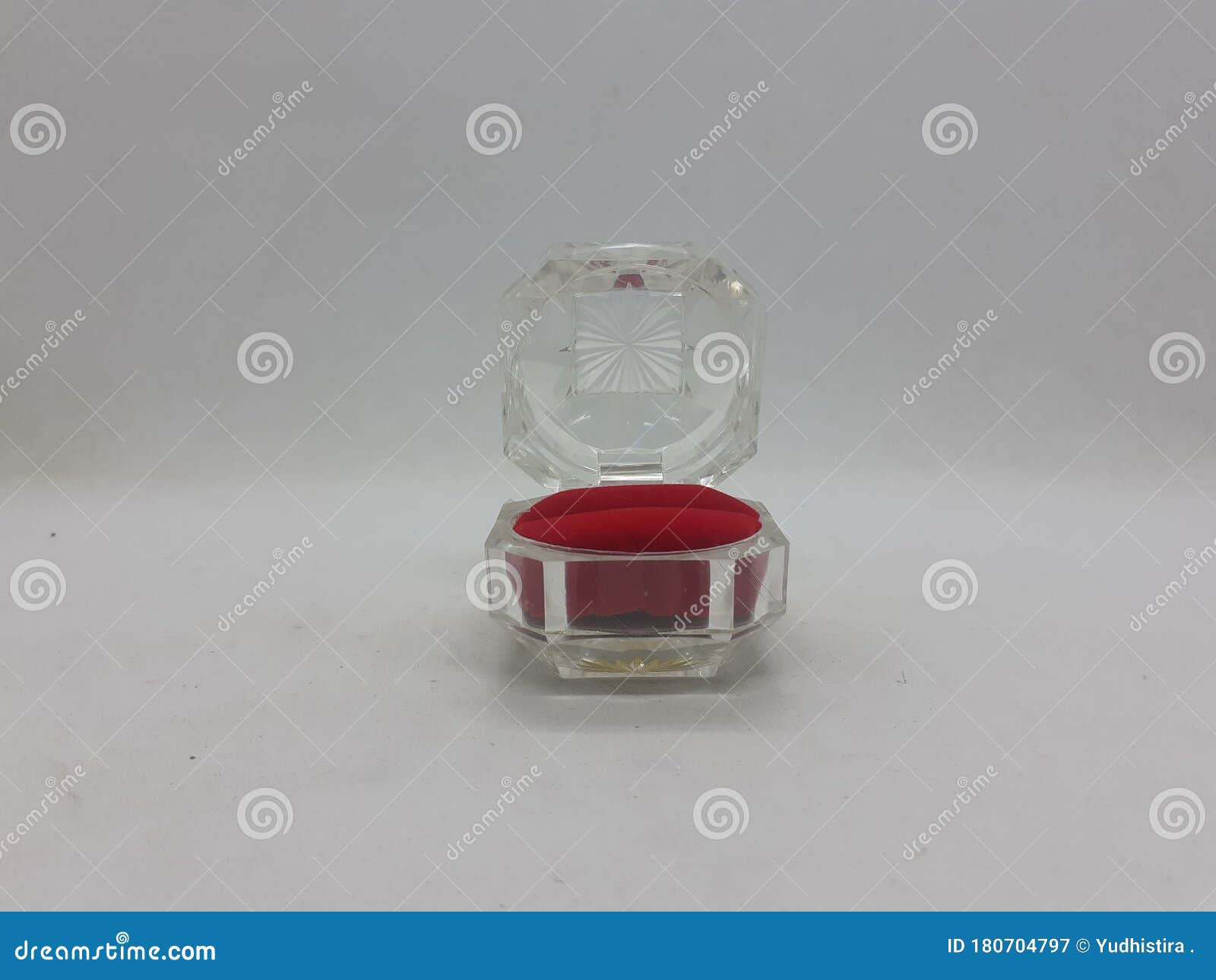 a transparant ring case on white  background