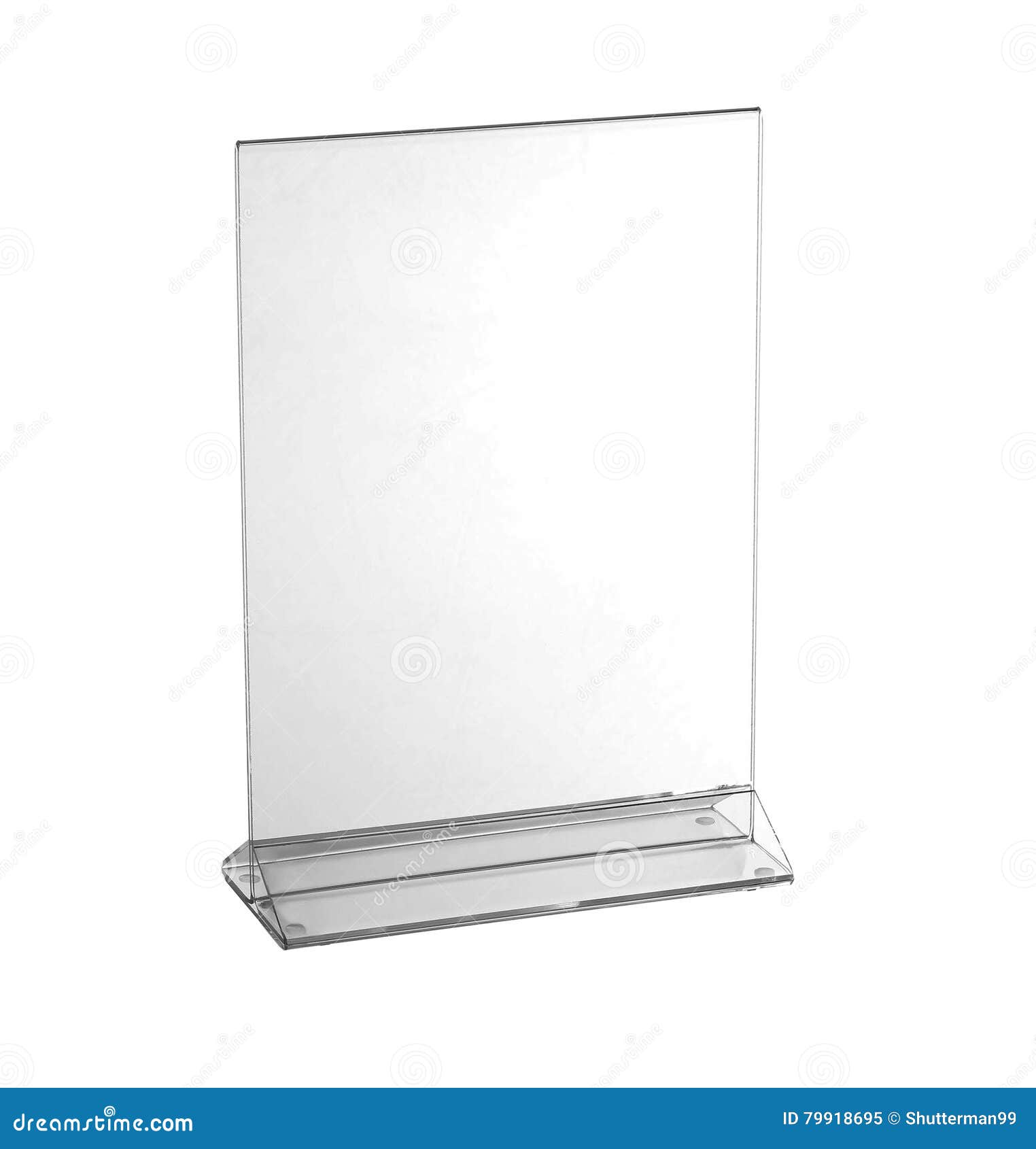 transparent acrylic table stand display for menu , white background