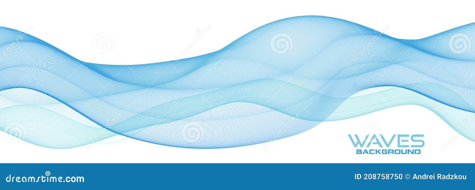 Transparent Bluish Waves On White. Subtle Vector Graphics