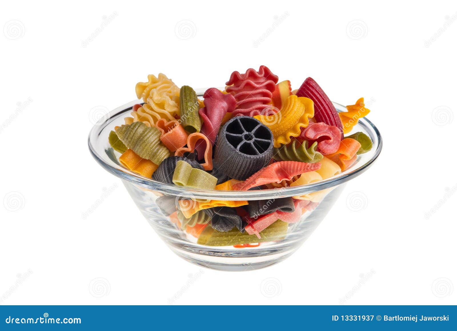 Transparent Bowl with Italian Colourful Pasta. Stock Image Image of