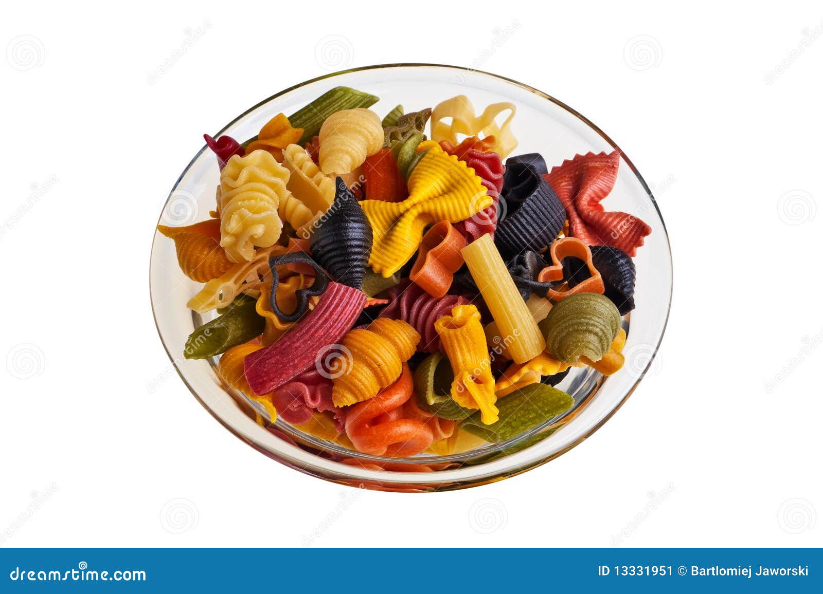 Transparent Bowl with Italian Colourful Pasta. Stock Image Image of