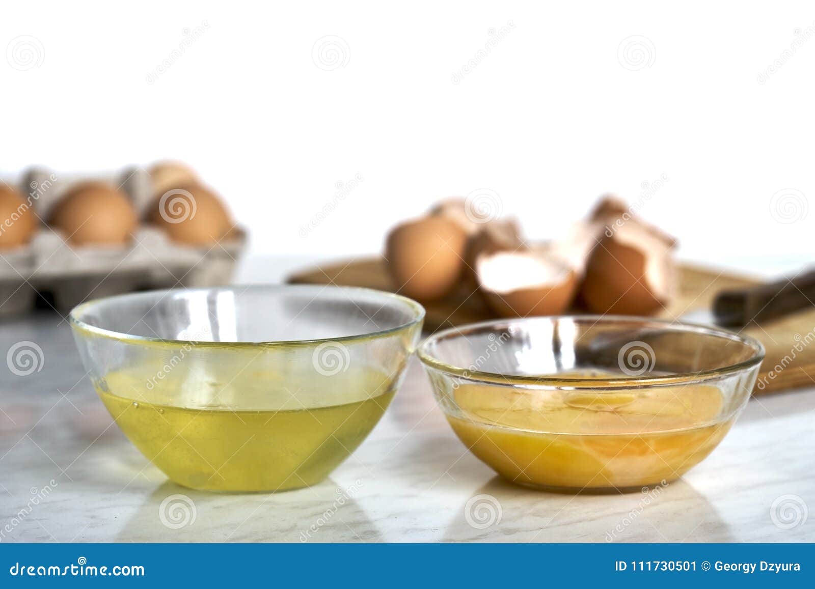 Transparent Bowls with Egg Proteins and Yolks Stock Image Image of