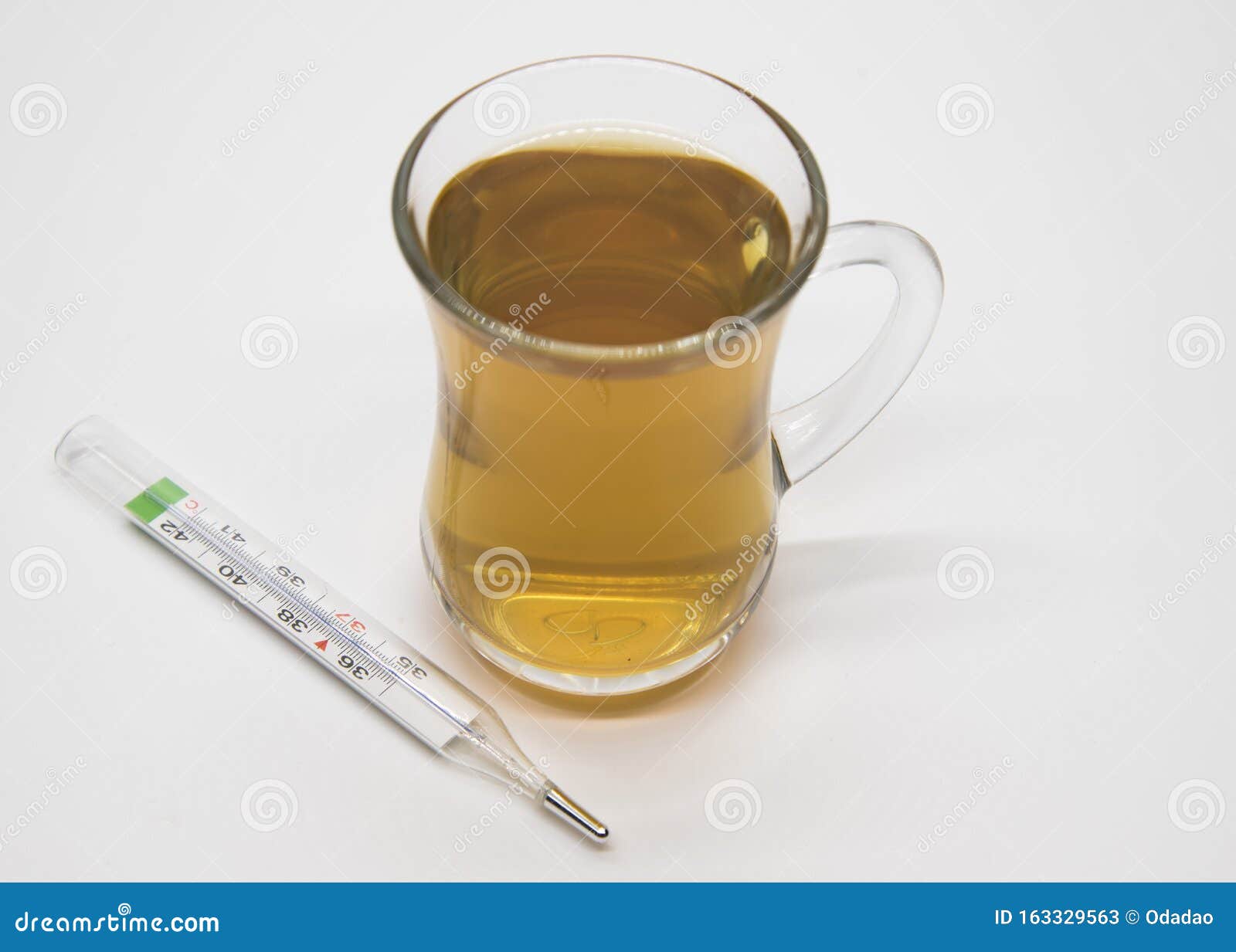 Transparent Cup with Herbal Tea and Thermometer Stock Image - Image of  drug, care: 163329563