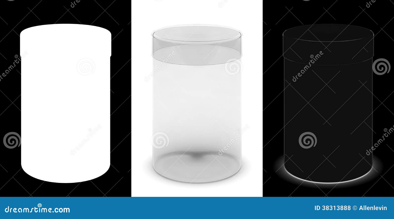 Transparent Cylindrical Box for Goods with Cover Stock Illustration