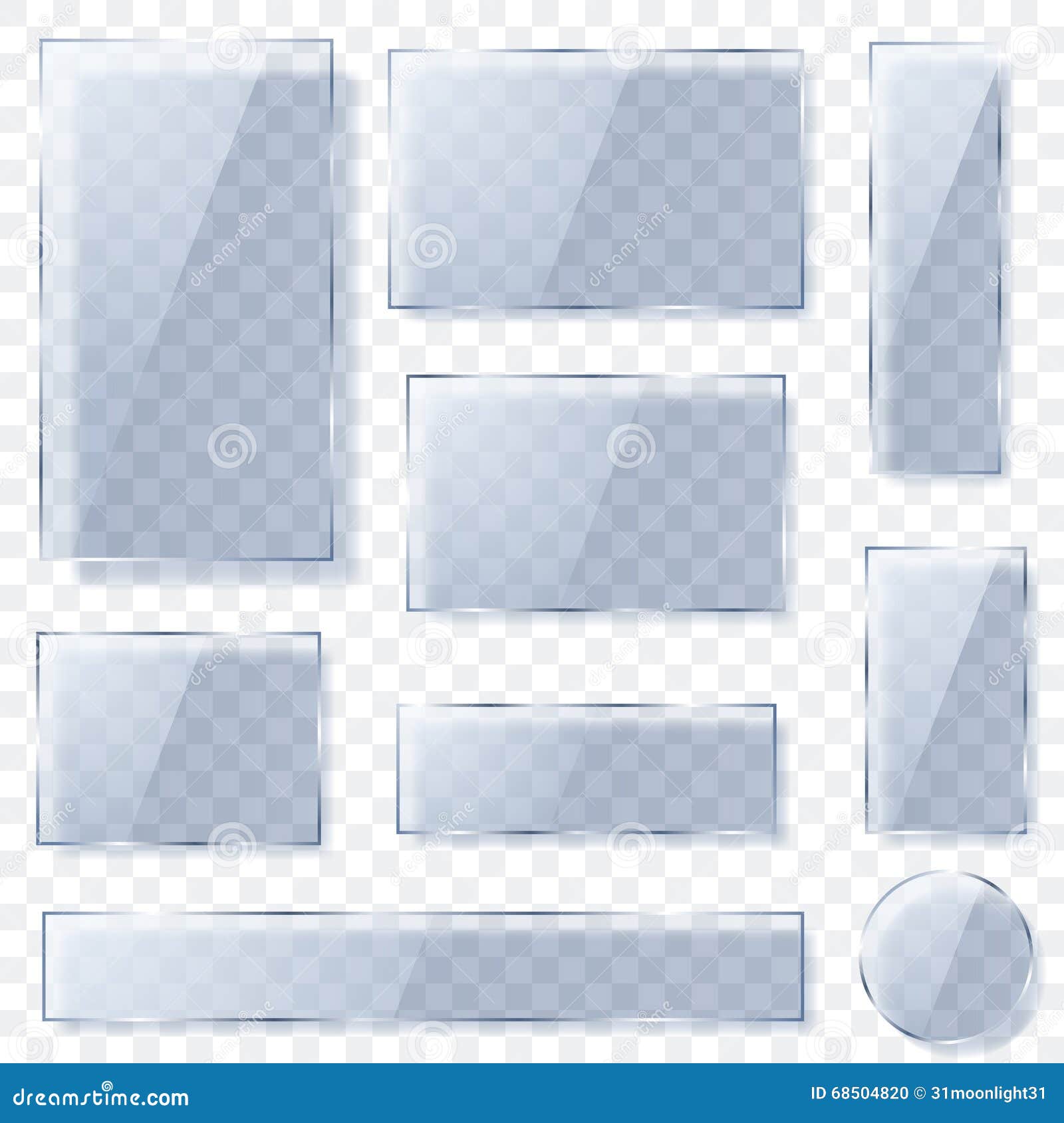 Transparent Glass Plates in Light Blue Colors Stock Vector