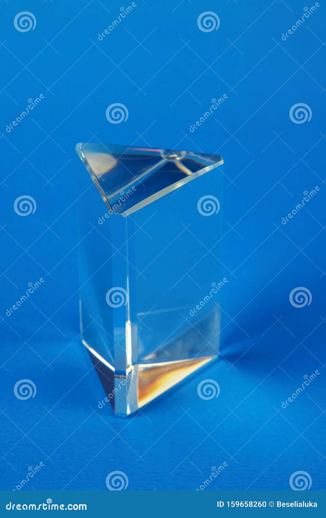 Glass Prism on Blue Background Stock Photo Image of transparent, design 159658260