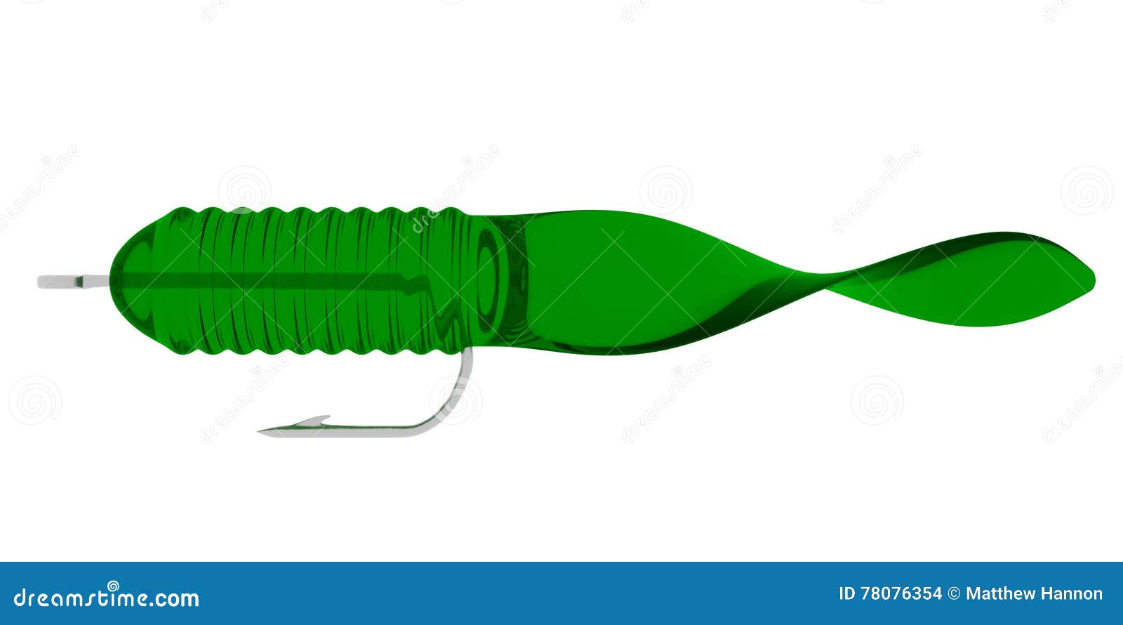 Transparent Green Grub Lure with a Hook in it. Stock Illustration