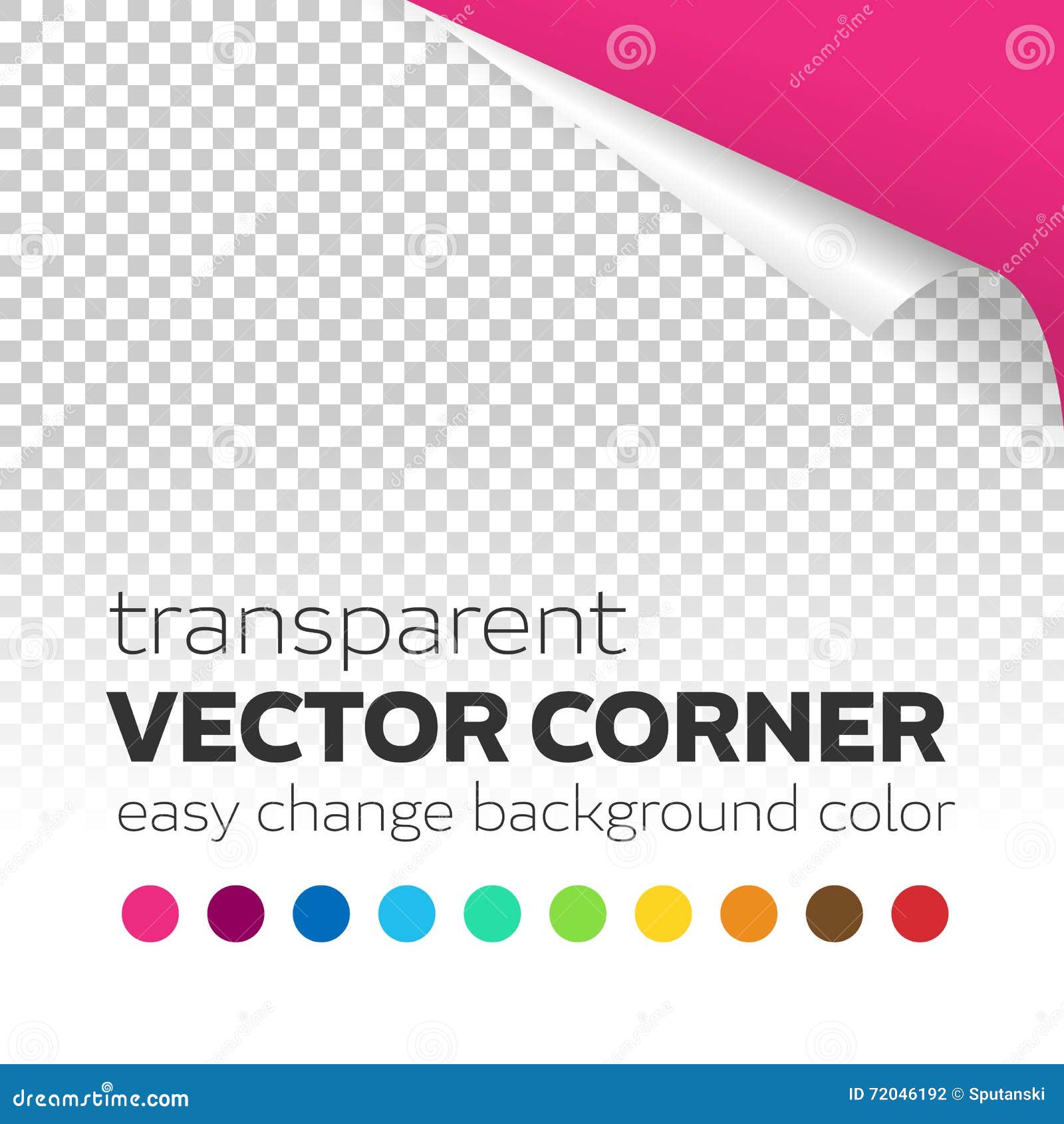 transparent paper page curl corner with colored background