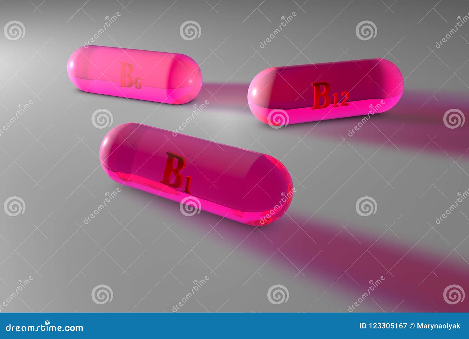 Transparent Pink Vitamin B1 B6 B12 Capsules Vitamin And