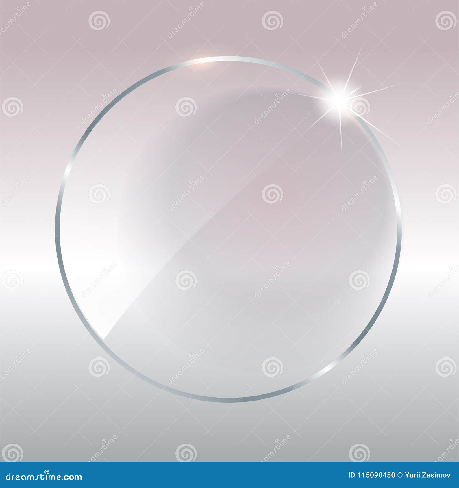 Glass, acrylic or plastic circle badge isolated on transparent background.  Reflection 3d button, glare mirror. Vector glossy round icon. Stock Vector