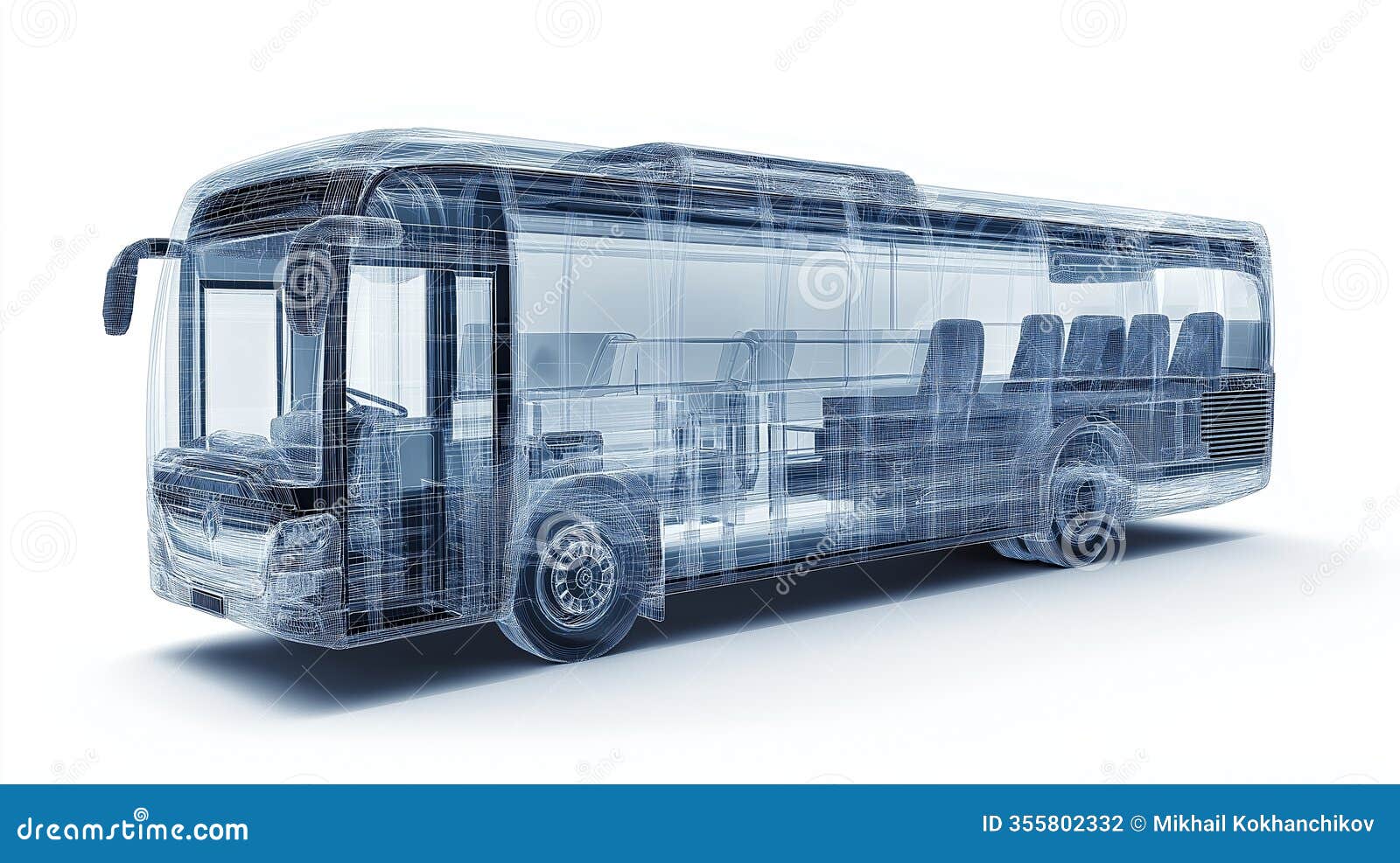 transparent view of a modern bus technology and interior  features