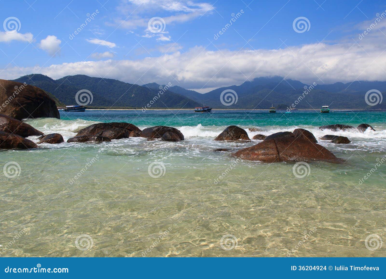 transparent water of beach aventueiro of island ilha grande, brazil