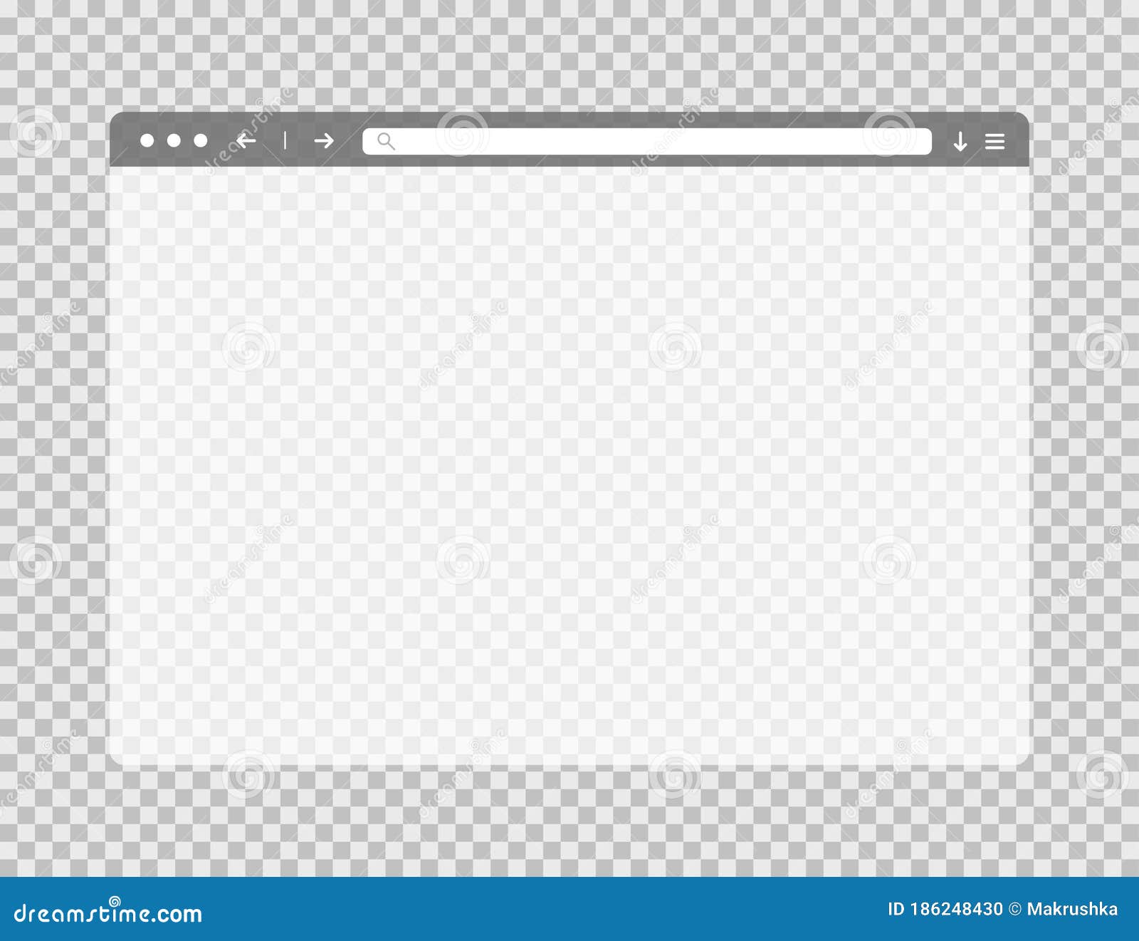 Transparent Browser Window. Website Mockup Frame. Editable Template Of