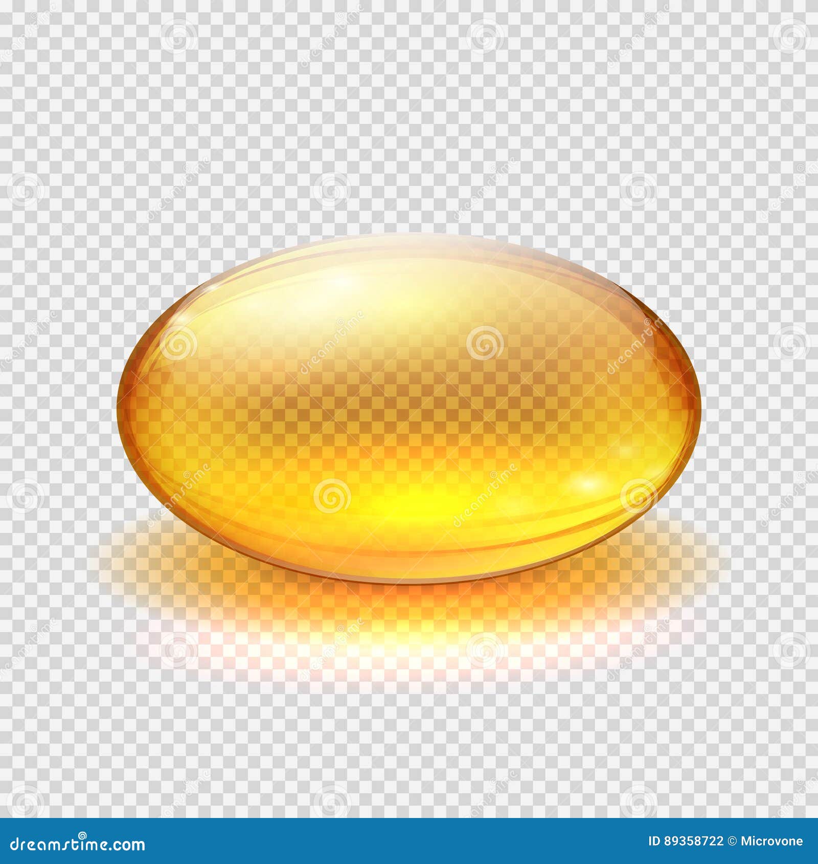 transparent yellow capsule of drug, vitamin or fish oil macro  