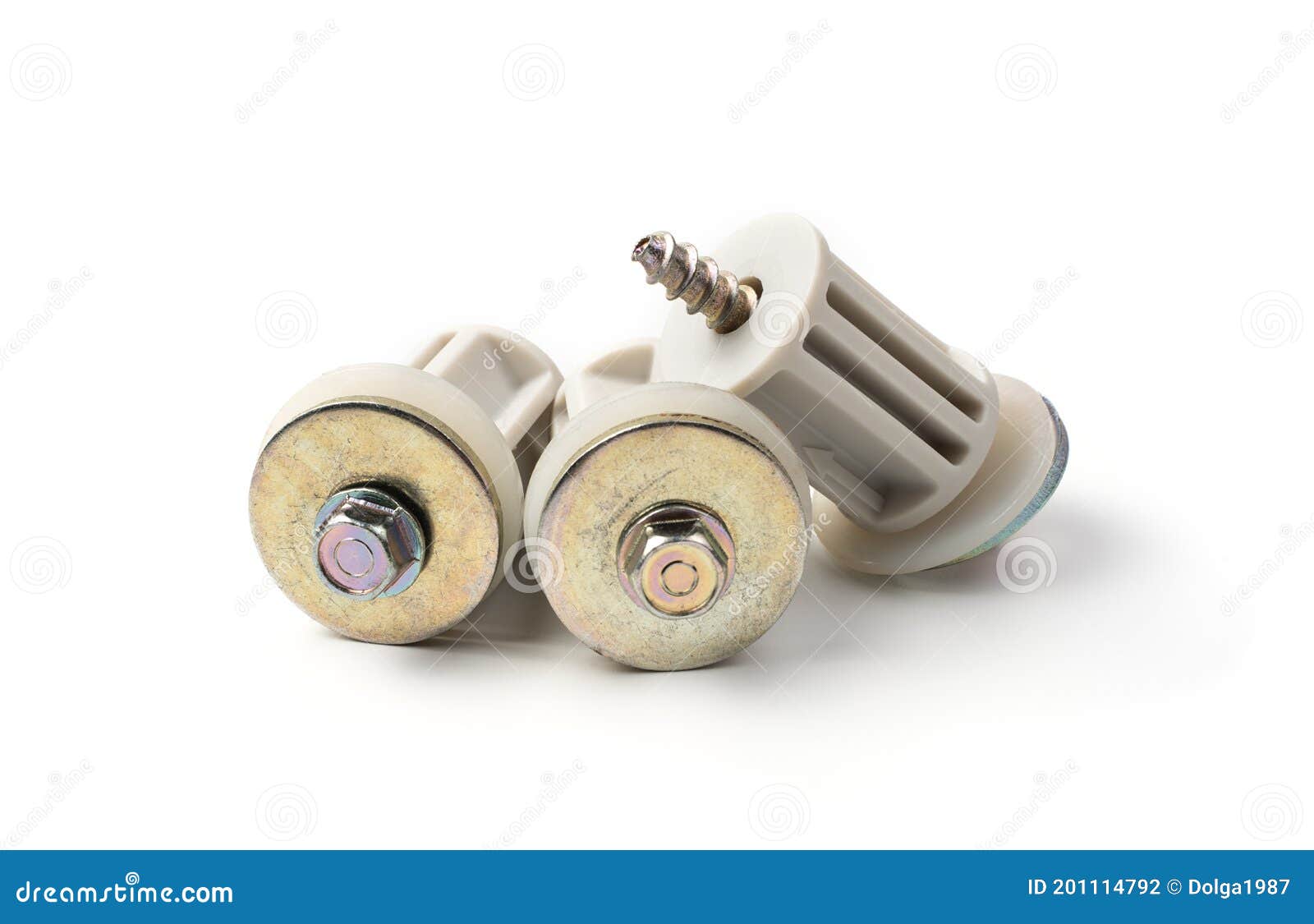 The Transport Bolt is Isolated on a White Background. Side View Stock