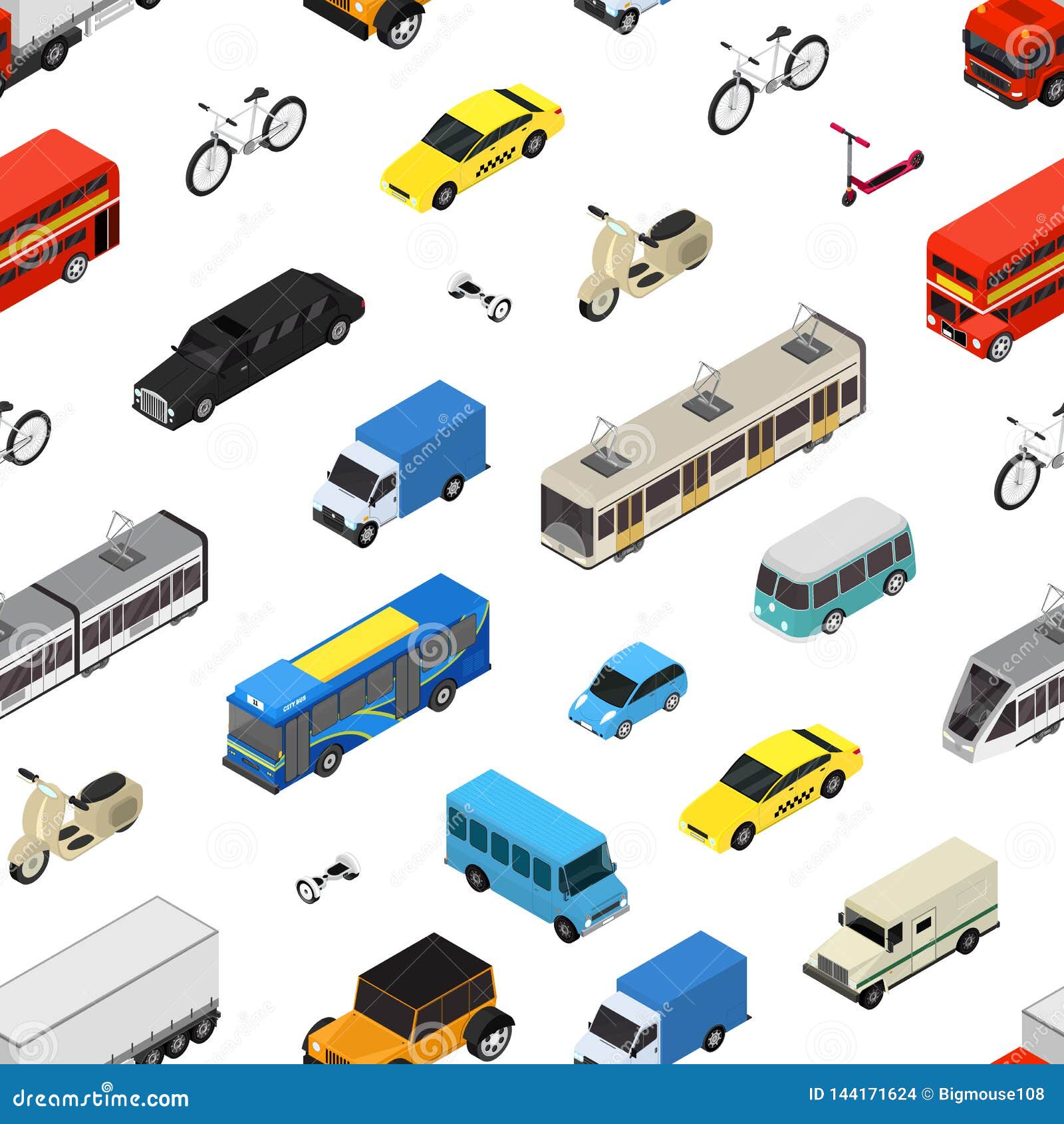 Download Transport Car 3d Seamless Pattern Background Isometric View. Vector Stock Vector - Illustration ...