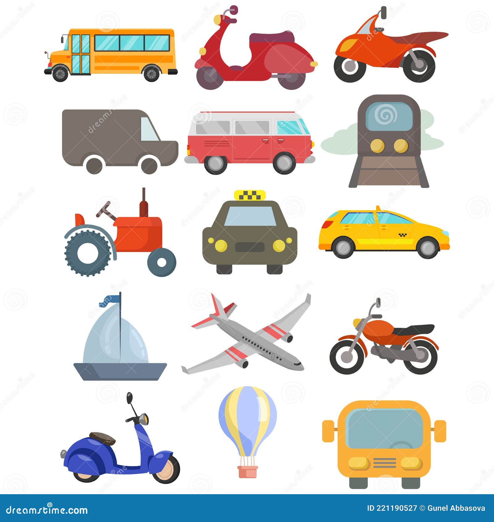 Transport Clip Art Set Mit Auto Bus Flugzeug Schiff Motorrad Taxi Auto  Vektor Abbildung - Illustration von schwarzes, piktogramm: 221190527