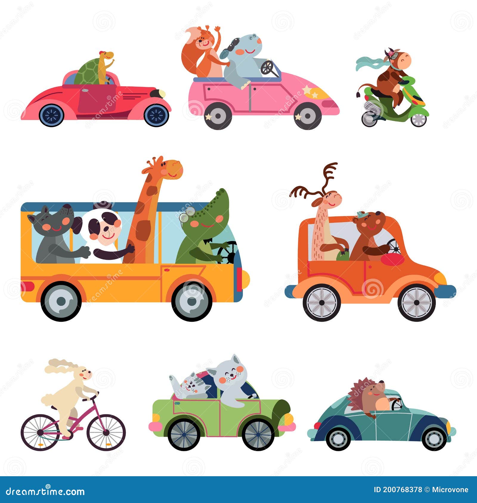 Transport Des Animaux Voiture De Dessin Animé Amusant, Déplacement Mignon  De Conducteurs Renard Drôle De Girafe D'ours Conduisant Illustration de  Vecteur - Illustration du girafe, véhicule: 200768378