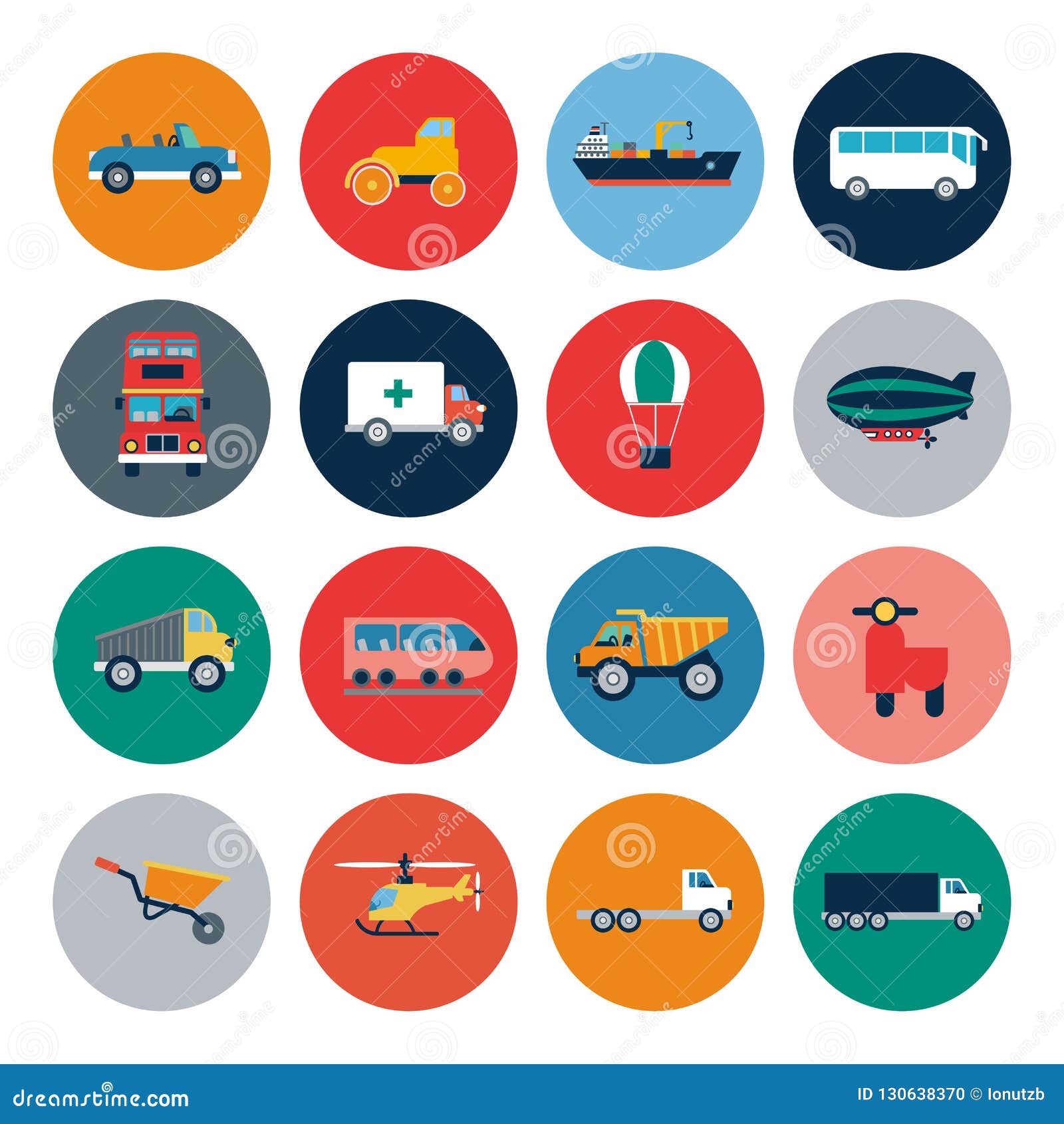 transport flat icons. cars and public transport  flat 