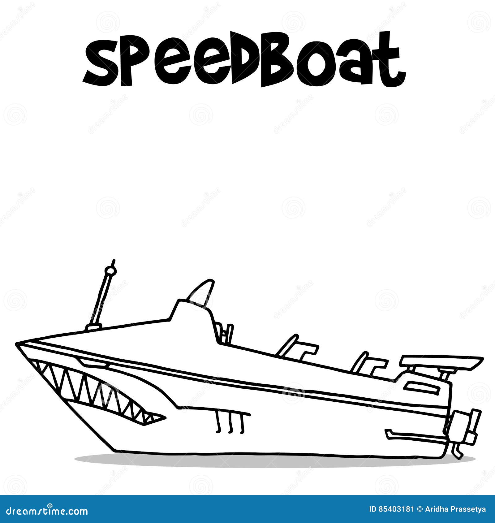 Transport of speedboat hand draw Royalty Free Vector Image