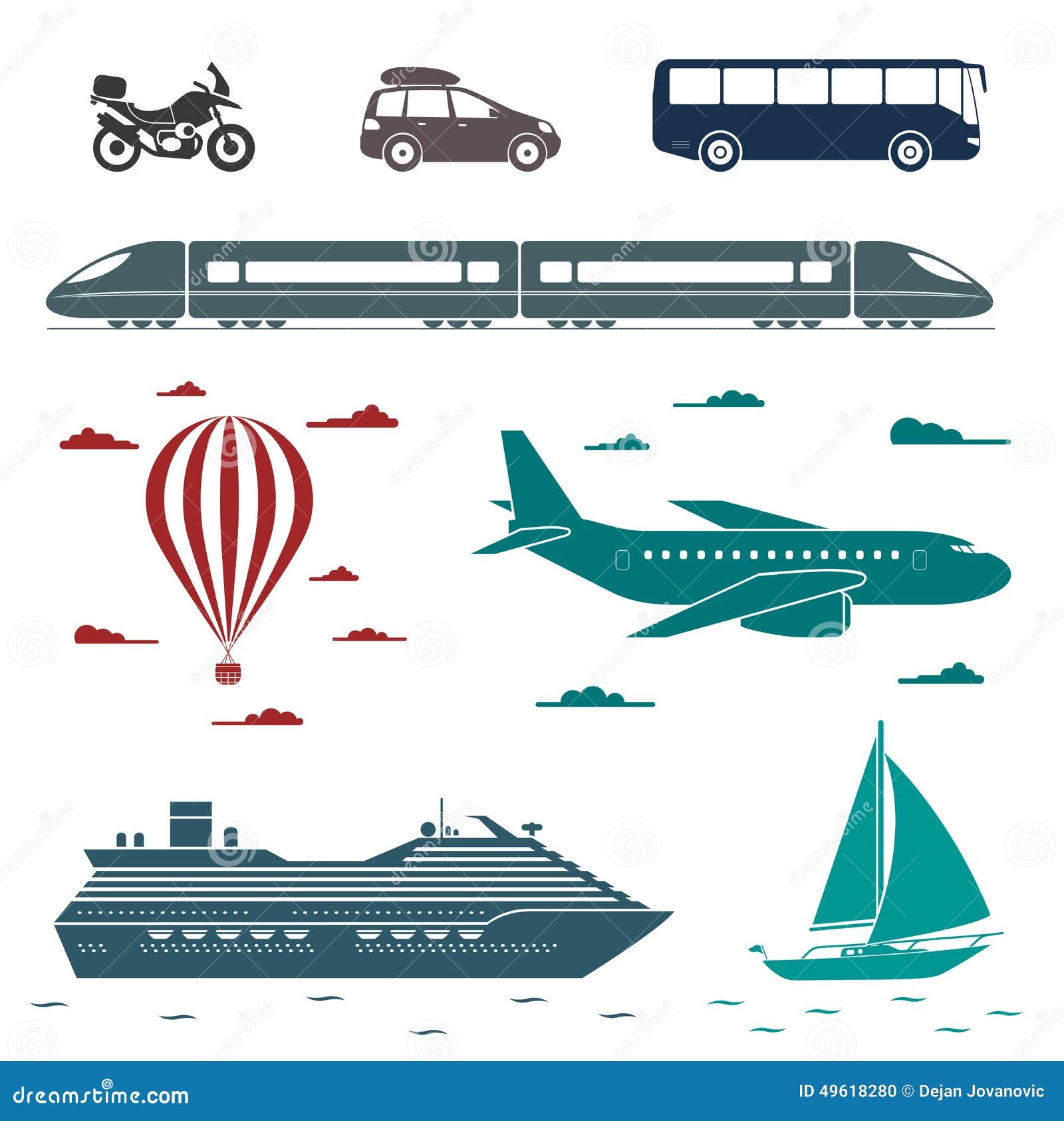 Transportation Icons. Vector Set Of Different Means Of ...