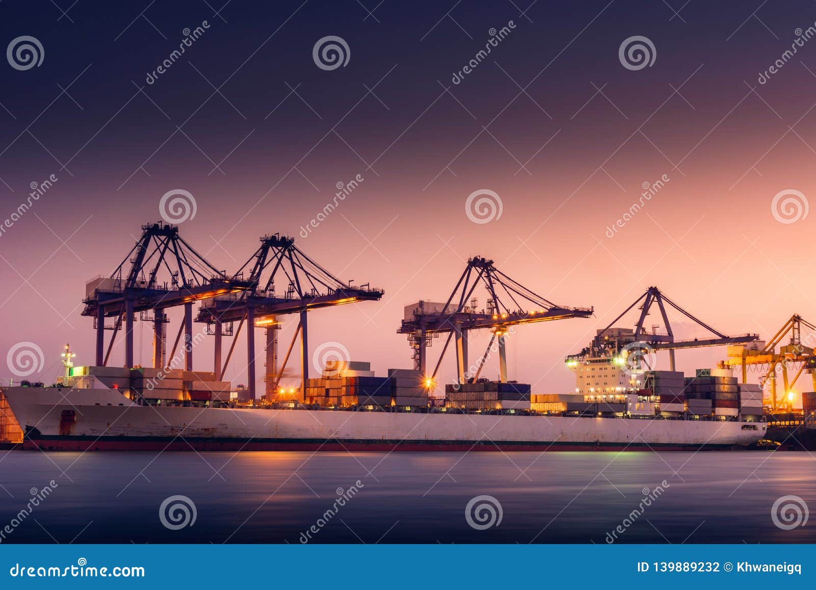 transportation and shipping logistics loading dock terminal., container import and export of sea freight transport industrial.,