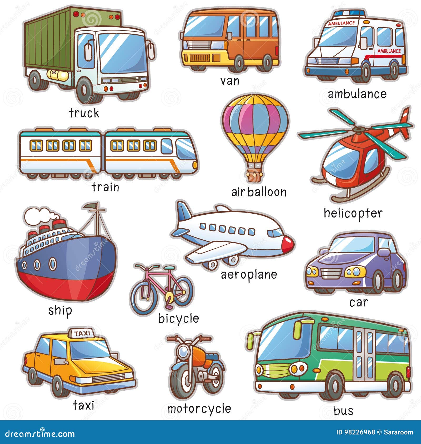 forms of transportation clipart for kids