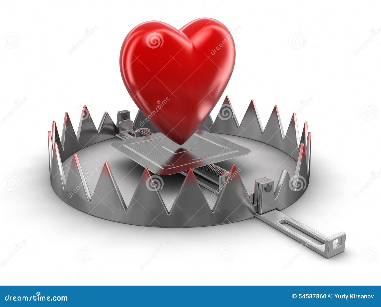 Trap and Heart (clipping Path Included) Stock Illustration
