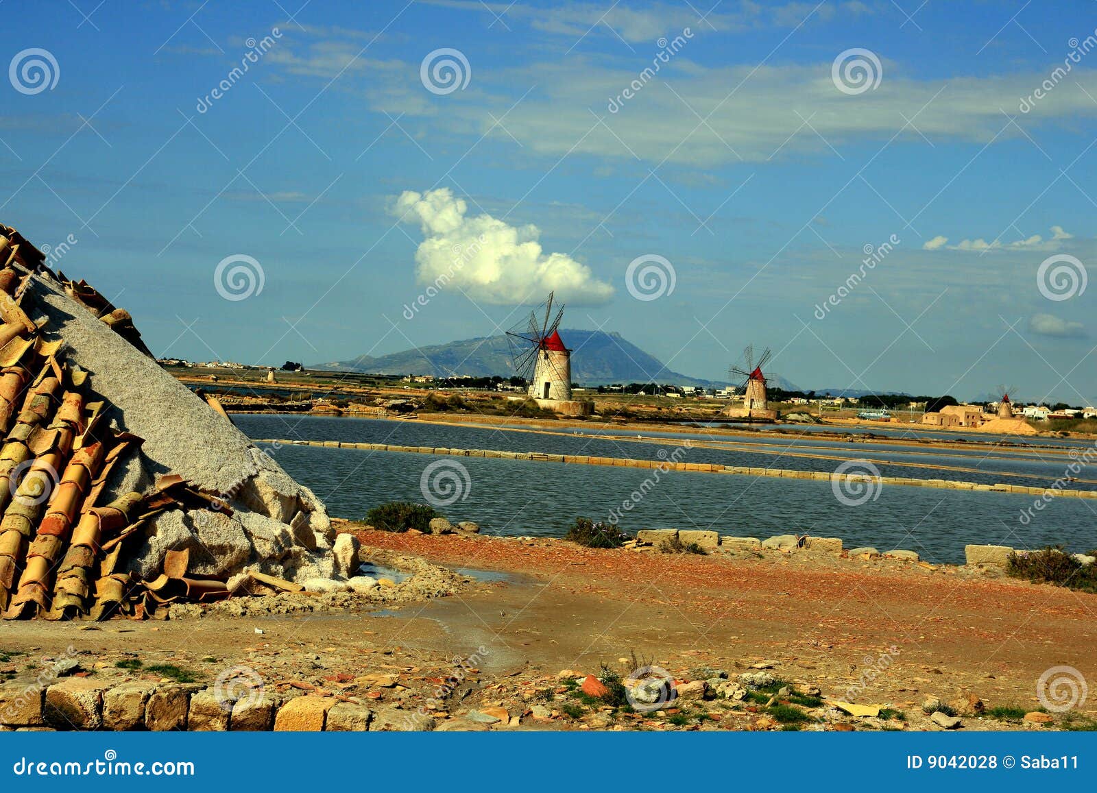 trapani, salt bassins and mills