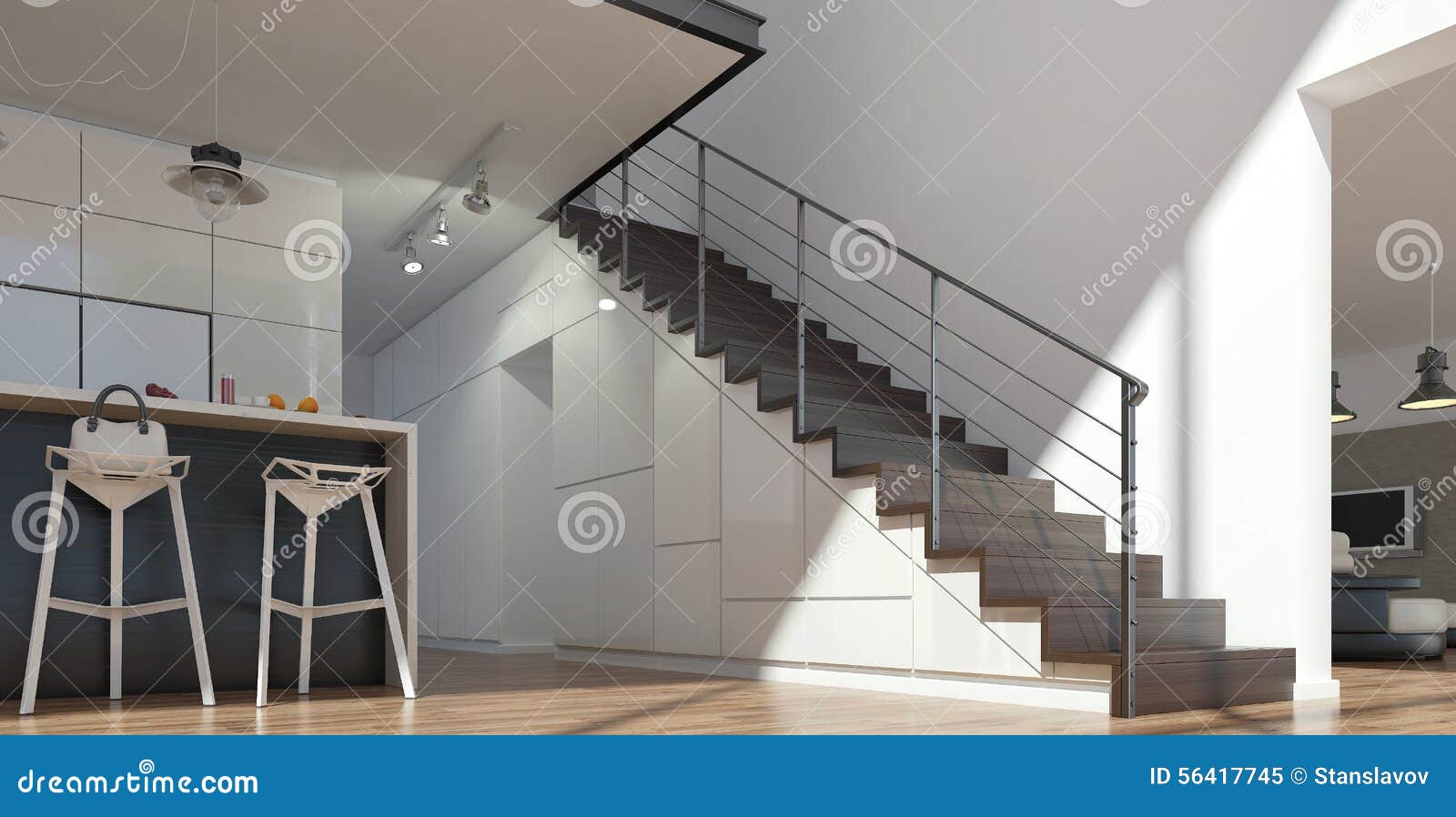 Trappa från trä och metall arkivfoto bild: 56417745