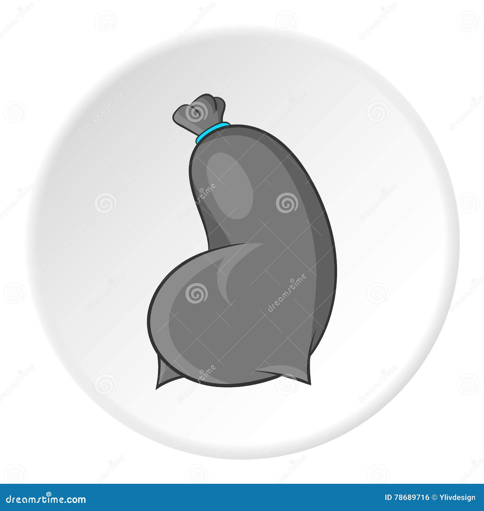 Trash Bag Icon, Cartoon Style Stock Vector - Illustration of dustbin