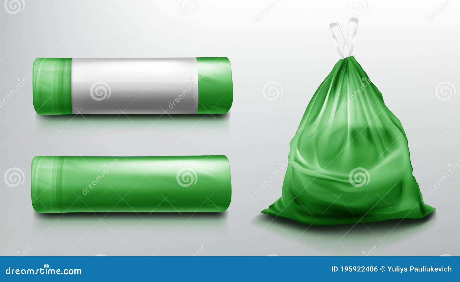 Download Trash Bag Mockup, Plastic Roll, Sack With Garbage. Stock ...
