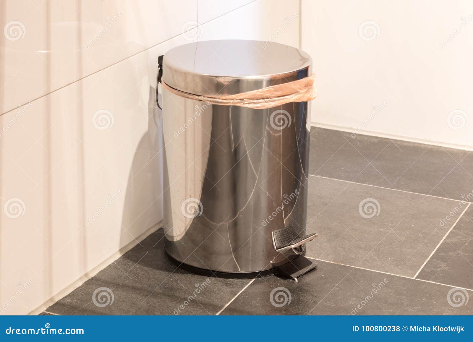 Trash bin in bathroom stock photo. Image of dirt, white 100800238