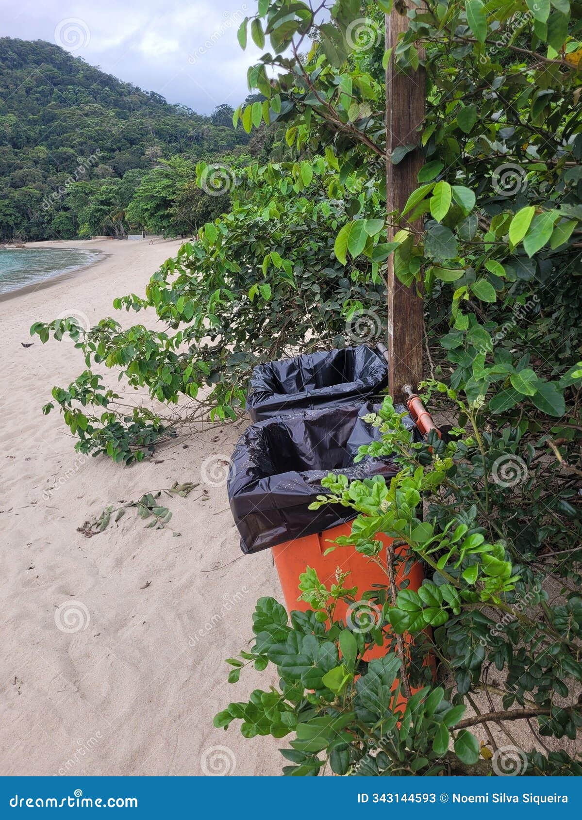 trash can on the beach
