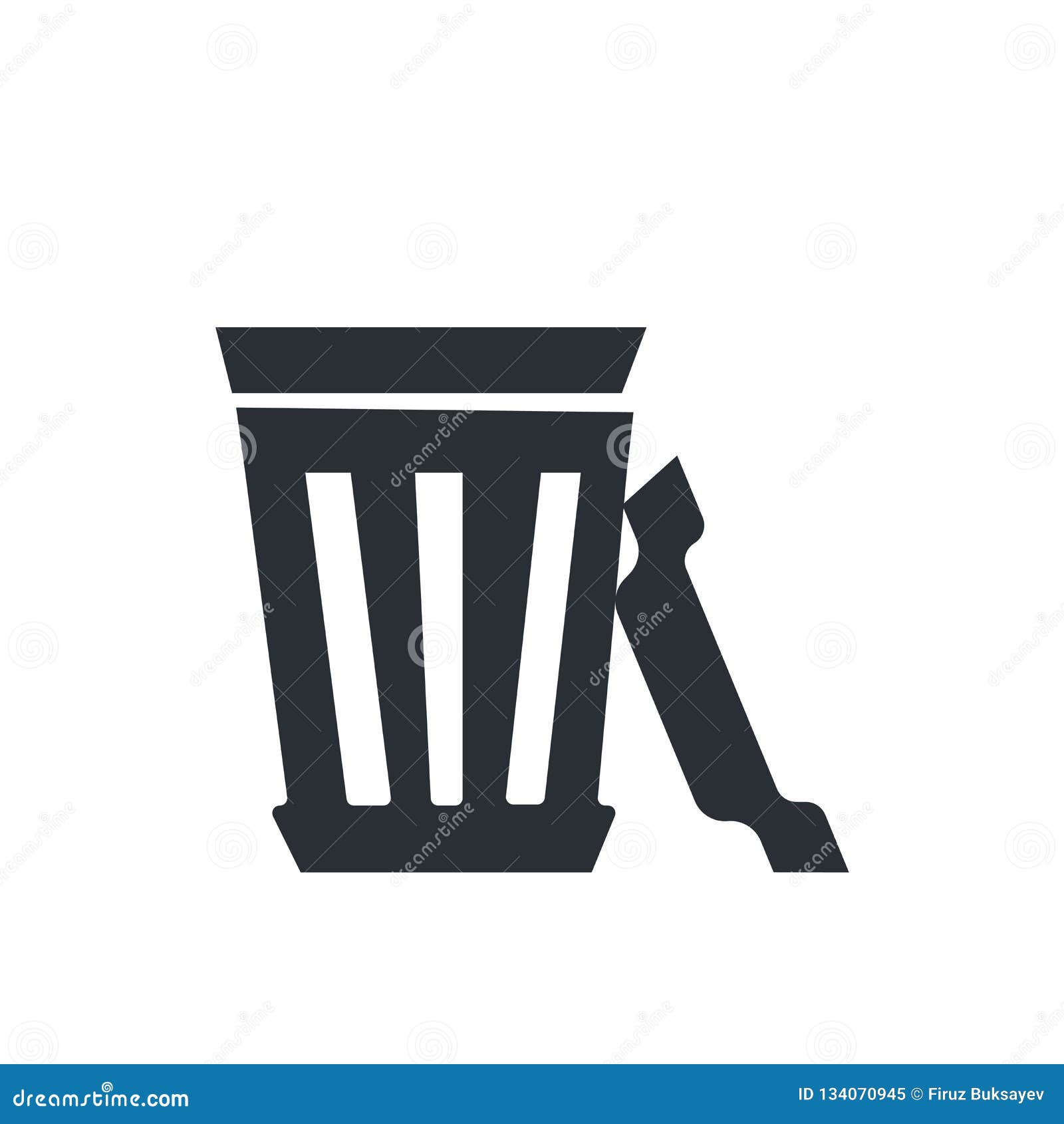 Open trash can, recycle bin icon vector isolated on white