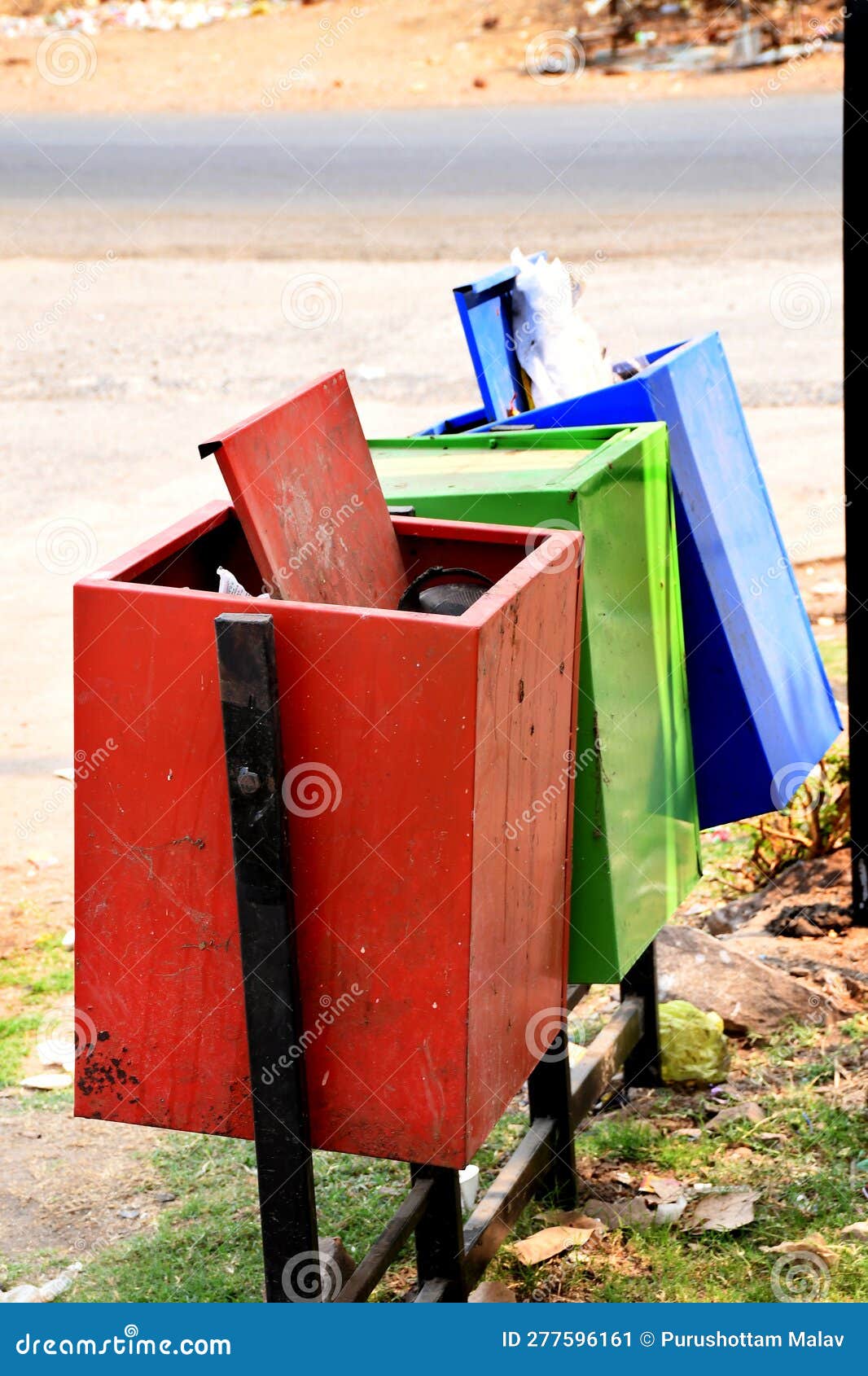 Trash Can in the Road Side for Collect Waste Paper. Stock Image Image