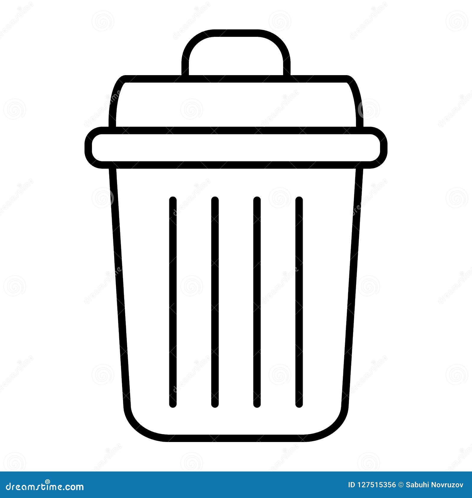 Trash Can Thin Line Icon. Bin Vector Illustration Isolated on White
