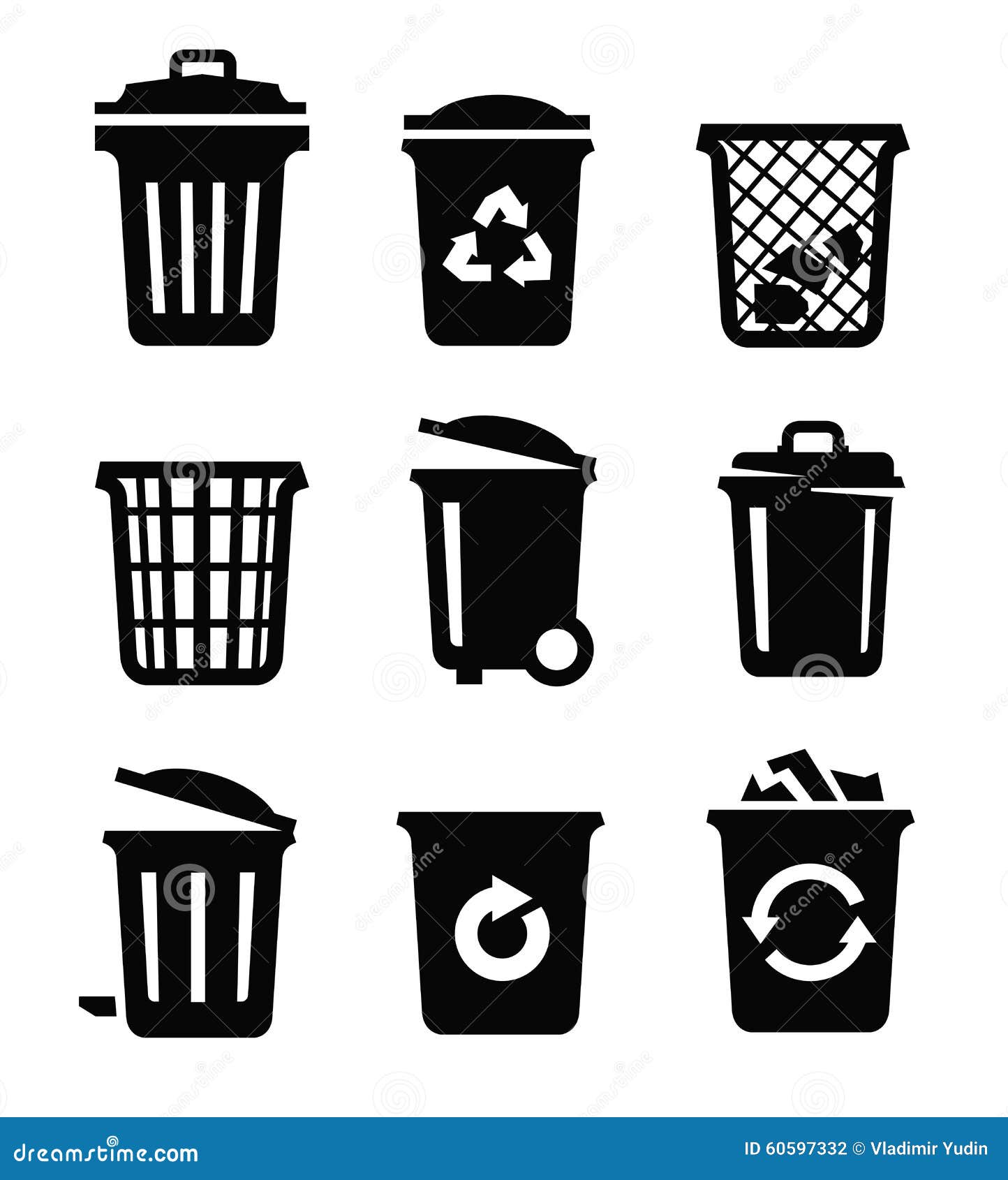 Trash can stock vector. Image of bucket, ecology, trashcan - 60597332