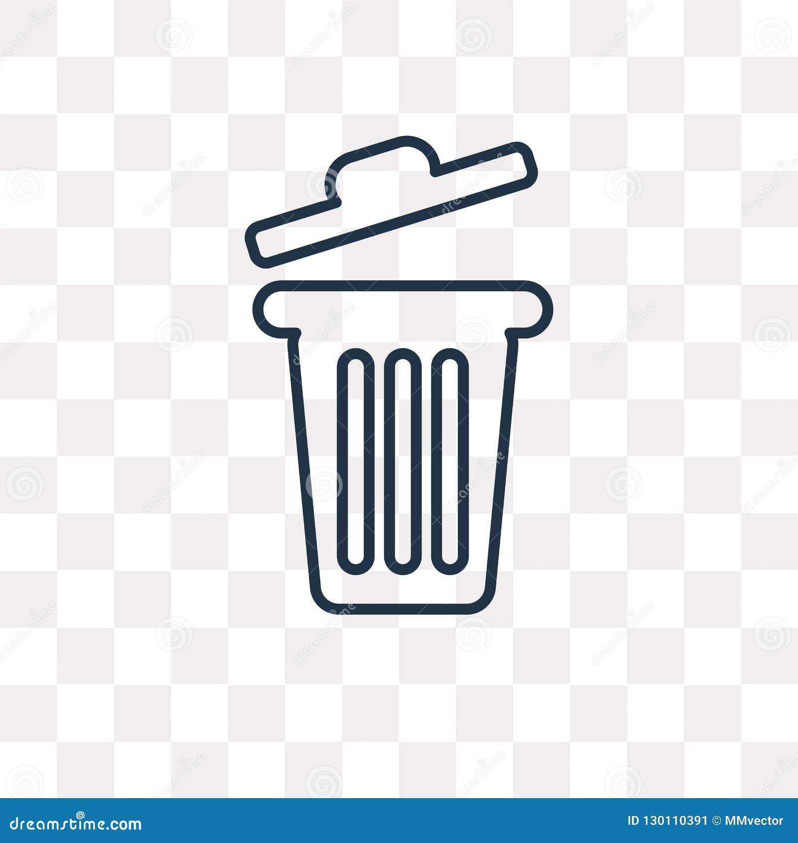 Trash Can Vector Icon Isolated on Transparent Background, Linear Stock ...