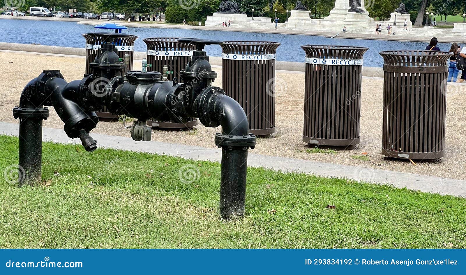 Trash Cans and Fire Hydrants in the City of Washington. Stock Photo ...