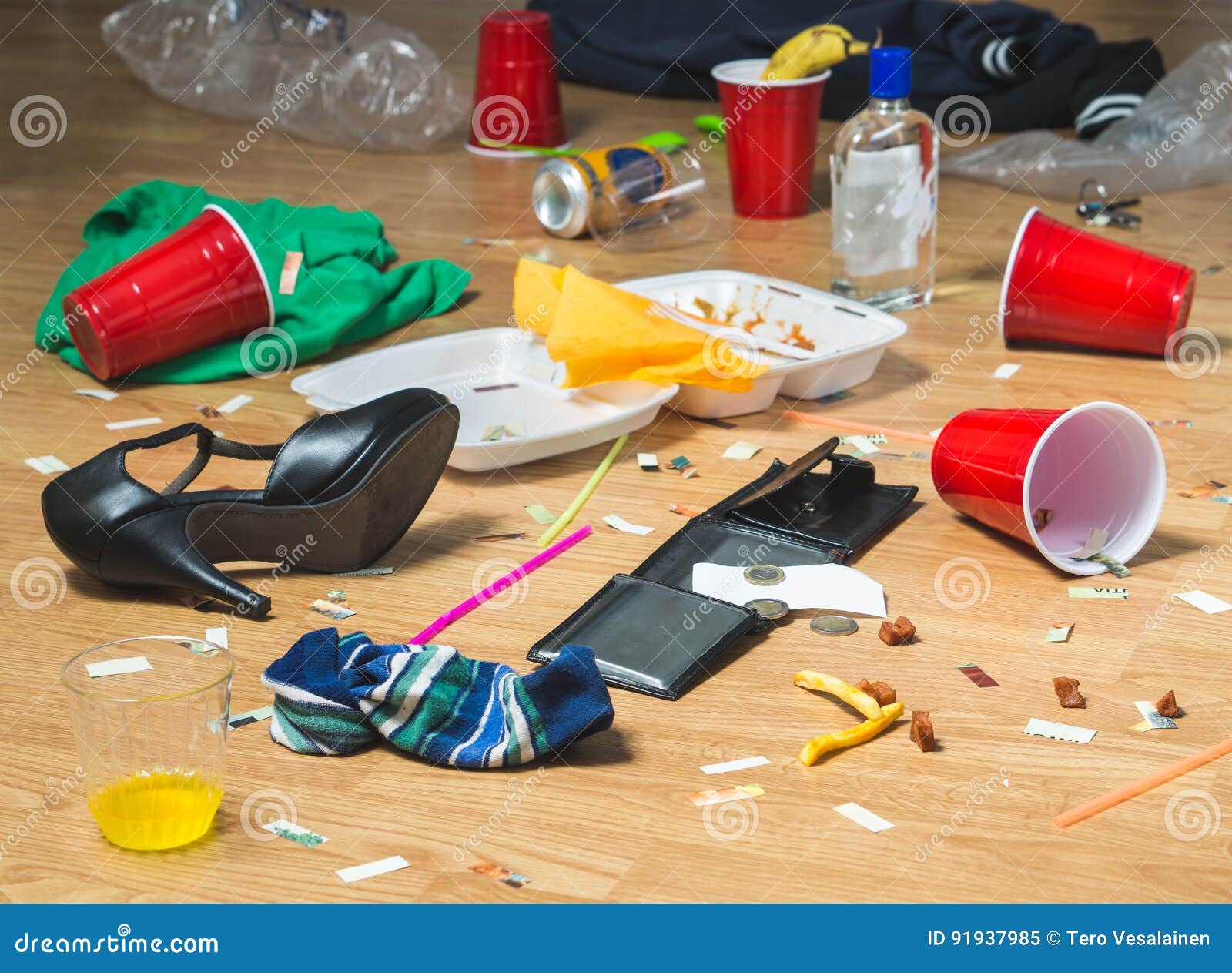 Trash On The Floor After Party Stock Image - Image of Trash On The Floor After Party Stock Image - Image of