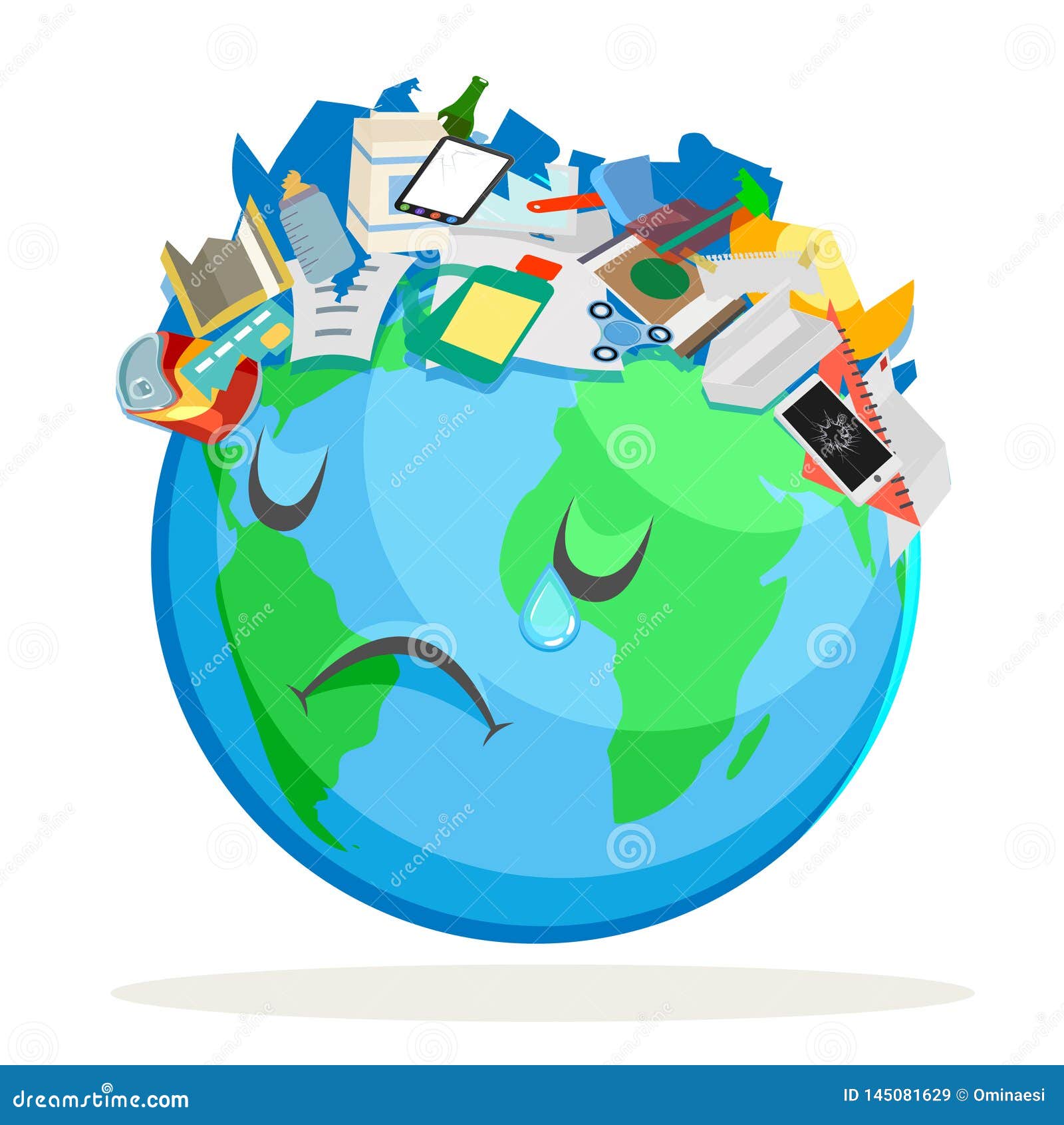 Trash Polluted Planet Earth Sad Suffer Tired Sick Environmental Pollution  Cartoon Flat Design Vector Illustration Stock Vector - Illustration of  pile, polluted: 145081629